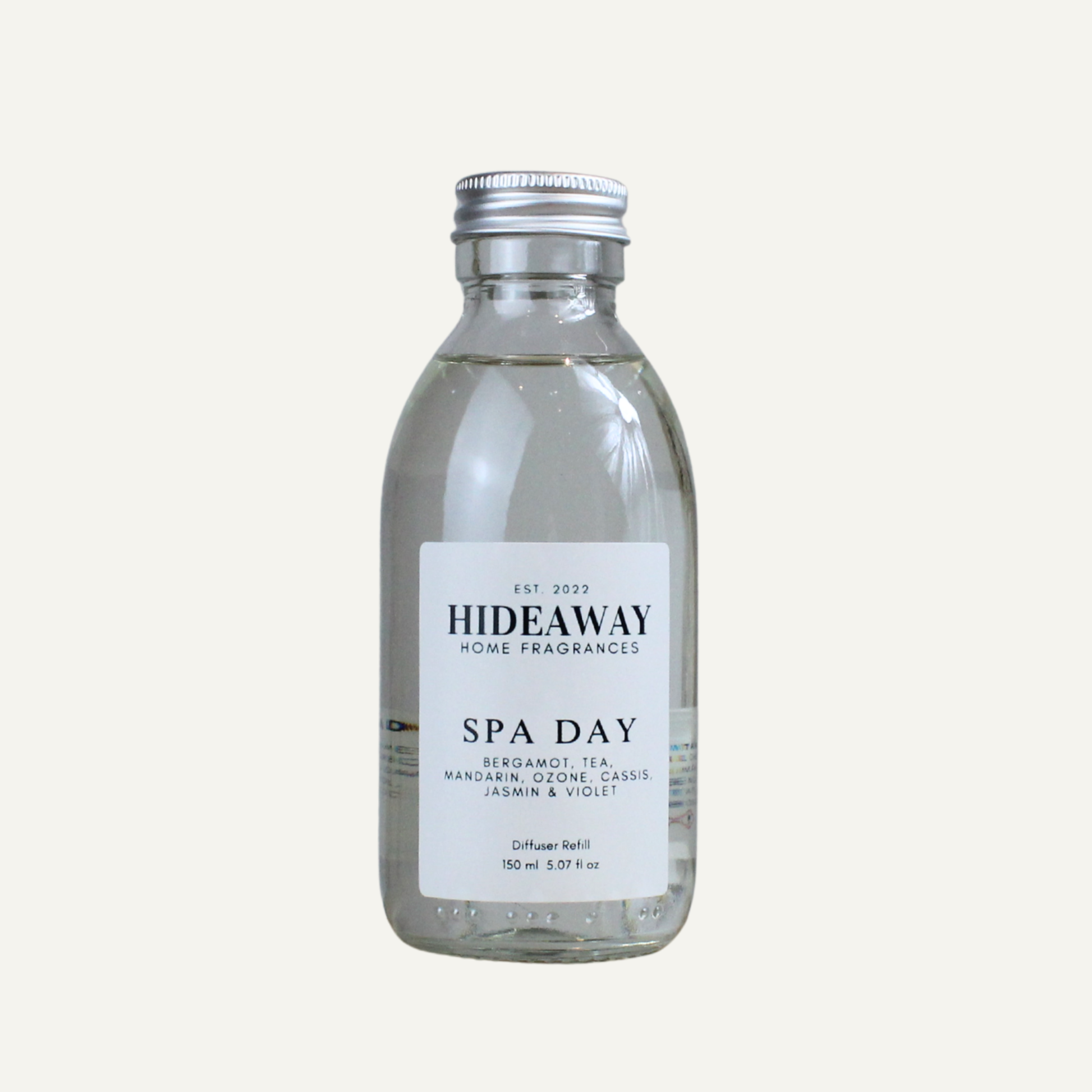 Luxury Spa Day Diffuser Refill – Fresh Herbal Calming Aroma with Rose, Jasmine, and Amber | Hideaway Home Fragrances