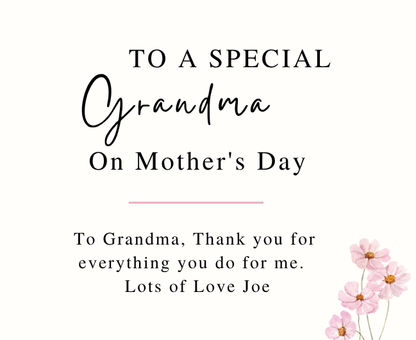 Luxury personalized nana pamper gift set with a sentimental special grandma tribute candle and reed diffuser, elegantly boxed by Hideaway Home Fragrances.