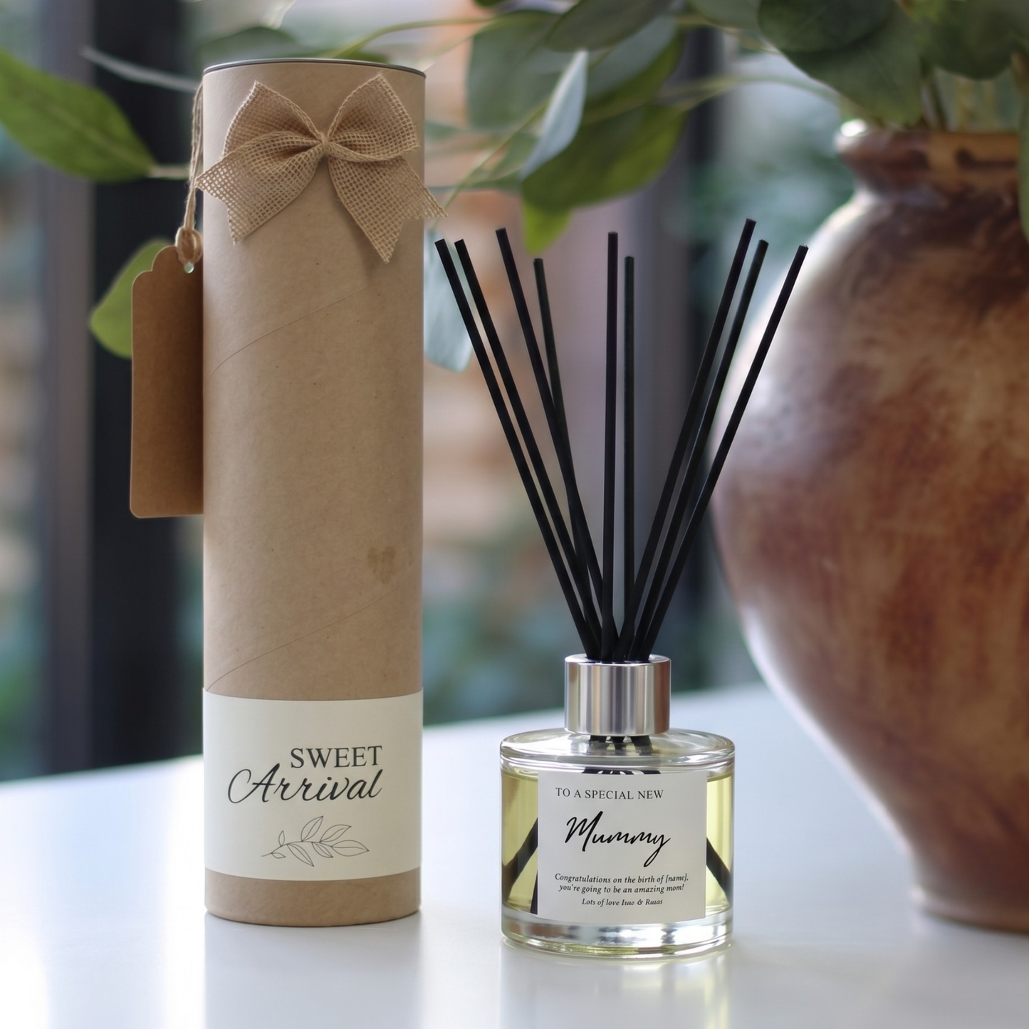 Personalised "Special New Mummy" candle and luxury reed diffuser keepsake gift set, beautifully packaged and ready to gift by Hideaway Home Fragrances.