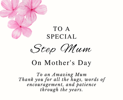 Luxury personalized bonus mum pamper gift set with a sentimental special stepmother tribute candle and reed diffuser, elegantly boxed by Hideaway Home Fragrances.