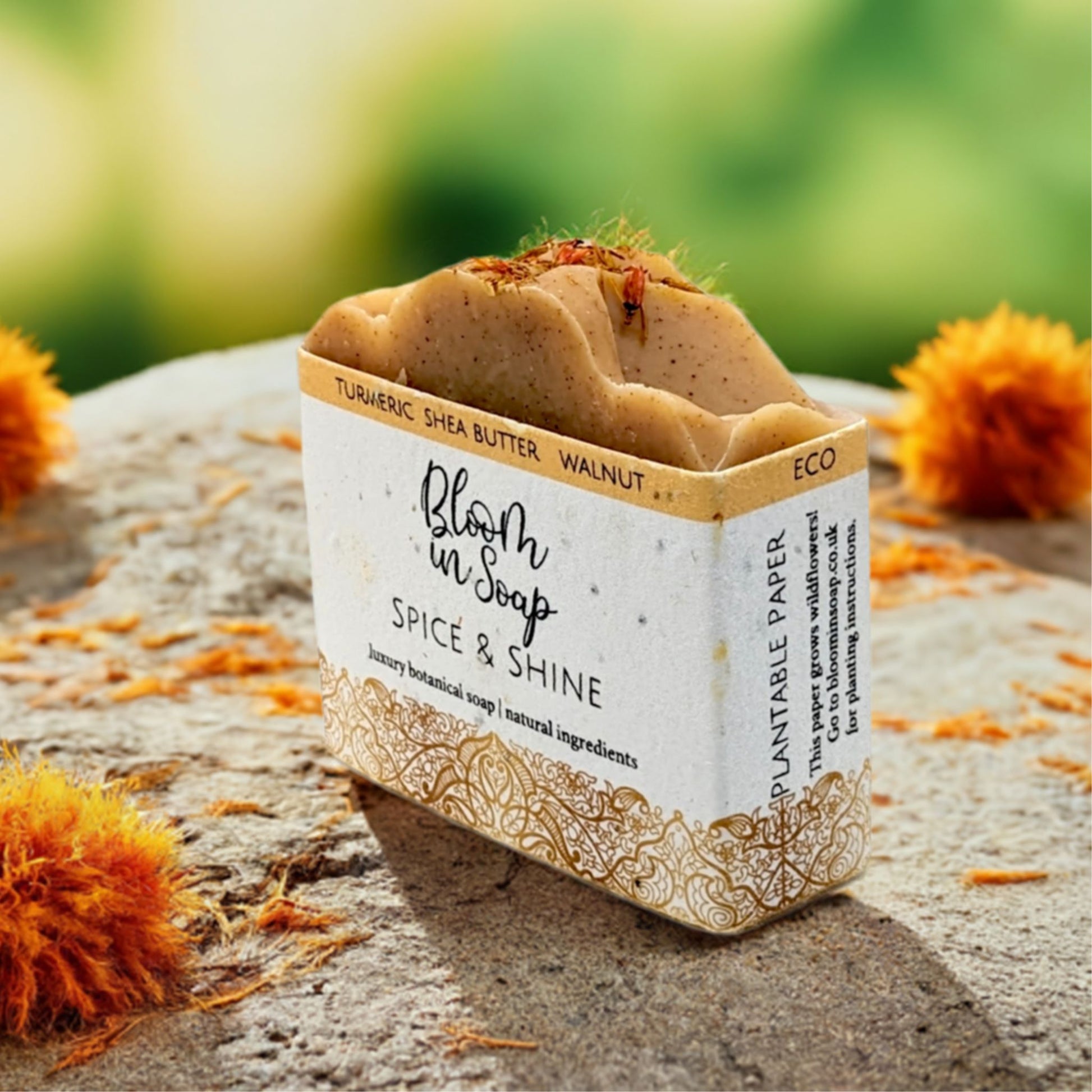 Spice & Shine exfoliating soap with shea butter for smooth, glowing skin - Hideaway Home Fragrances