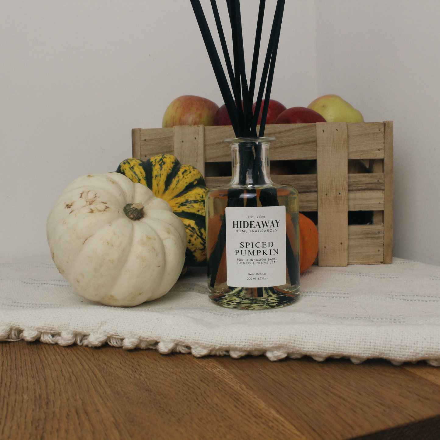 Spiced Pumpkin Reed Diffuser with Warm Cinnamon and Nutmeg Aromas – Hideaway Home Fragrances
