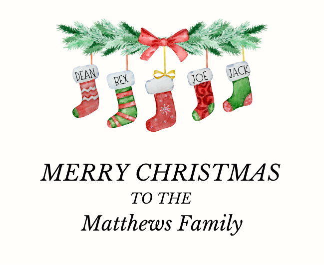 Close up of personalised stocking family christmas luxury reed diffuser festive winter theme holiday gift - Hideaway Home Fragrances