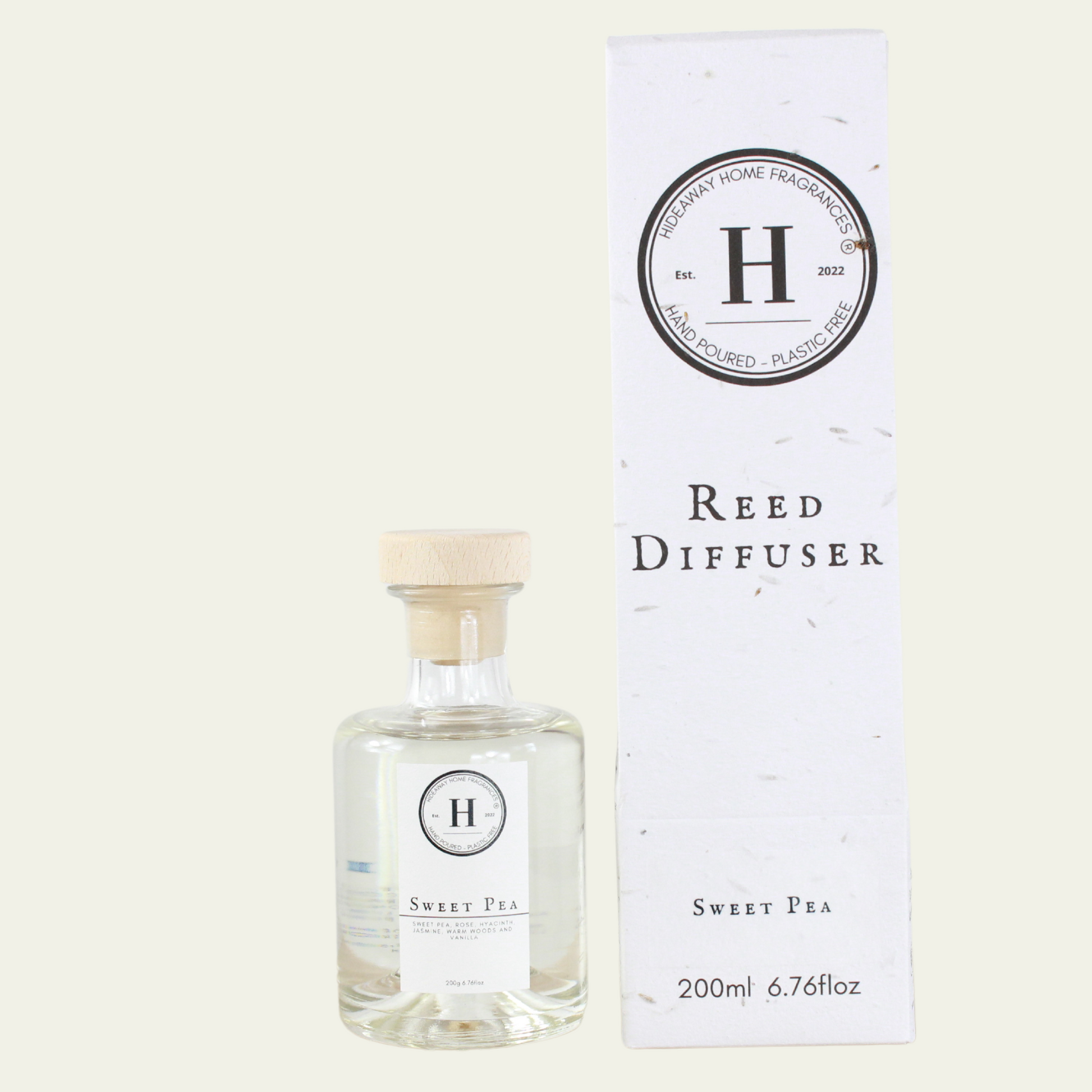 200ml Sweet Pea Reed Diffuser - Hideaway Home Fragrances