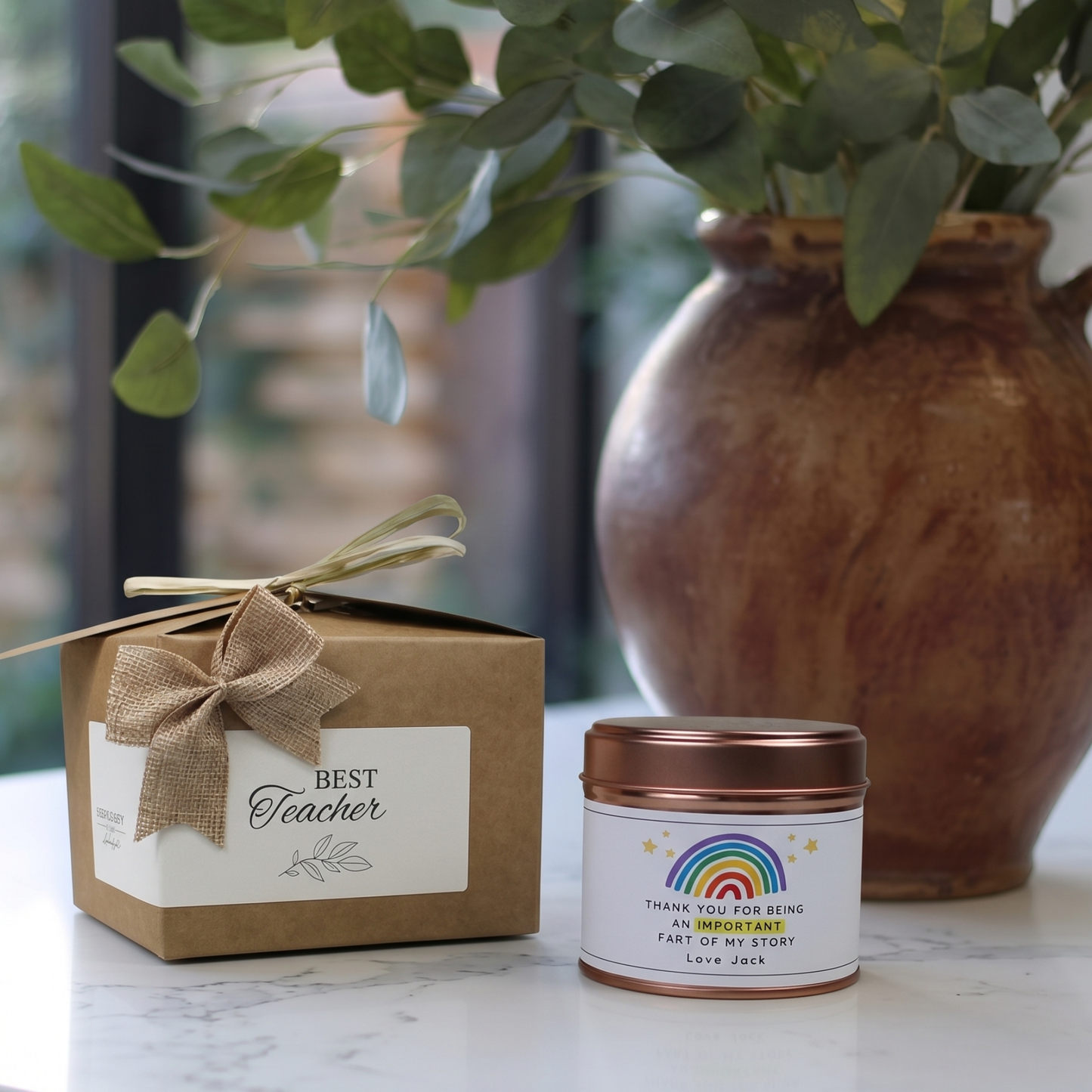 Custom luxury school leavers Teacher Part Of My Story Thank you Gift Candle & Diffuser box featuring a sentimental thank you mentor candle and matching home fragrance diffuser by Hideaway Home Fragrances.
