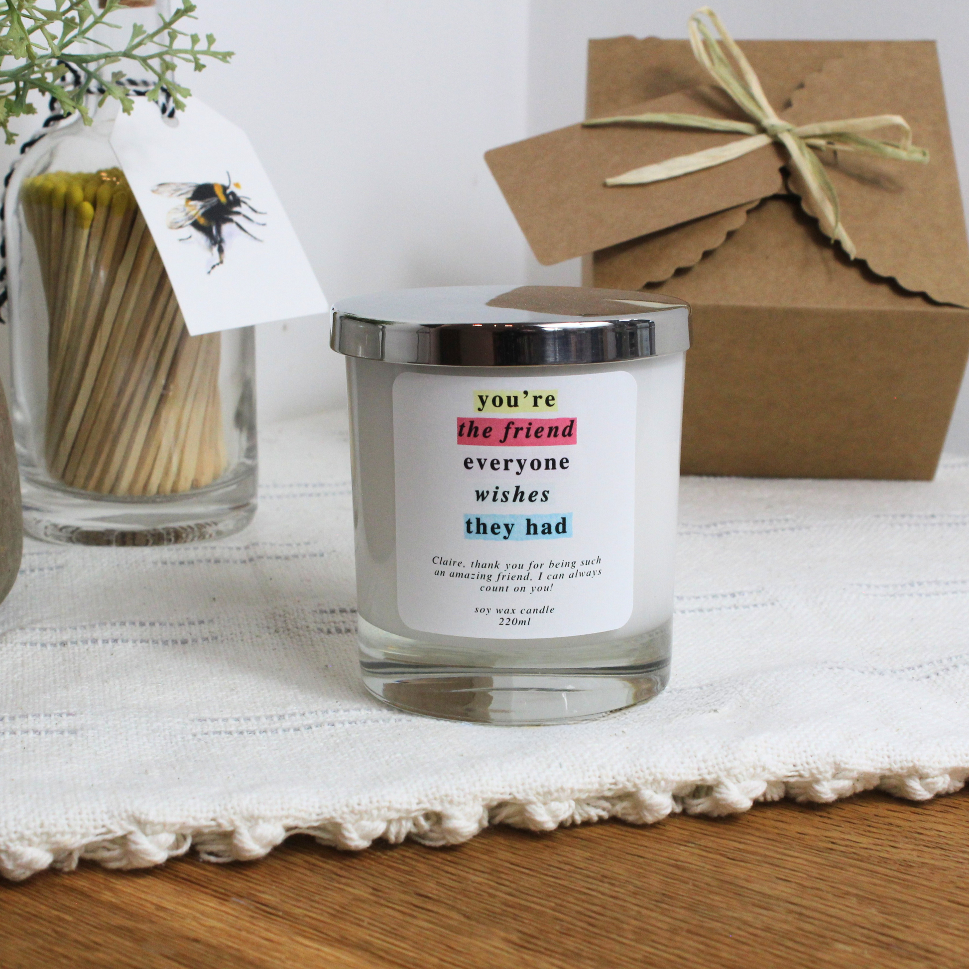 Elegant Thank You Friend Keepsake Candle – Thoughtful Gift of Appreciation - Hideaway Home Fragrances