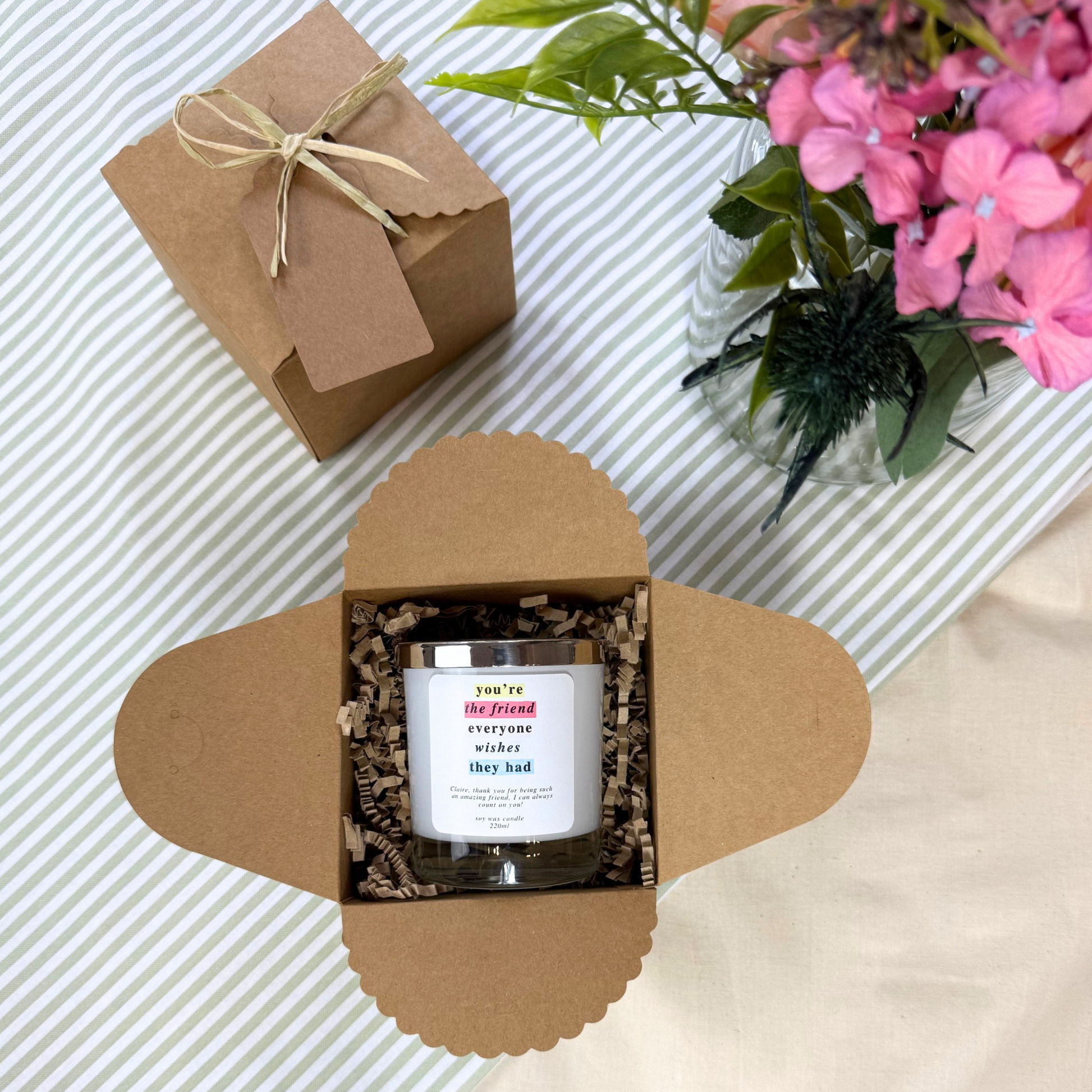 Hideaway Home Fragrances Thank You Friend Candle – Personalised Friendship Gift