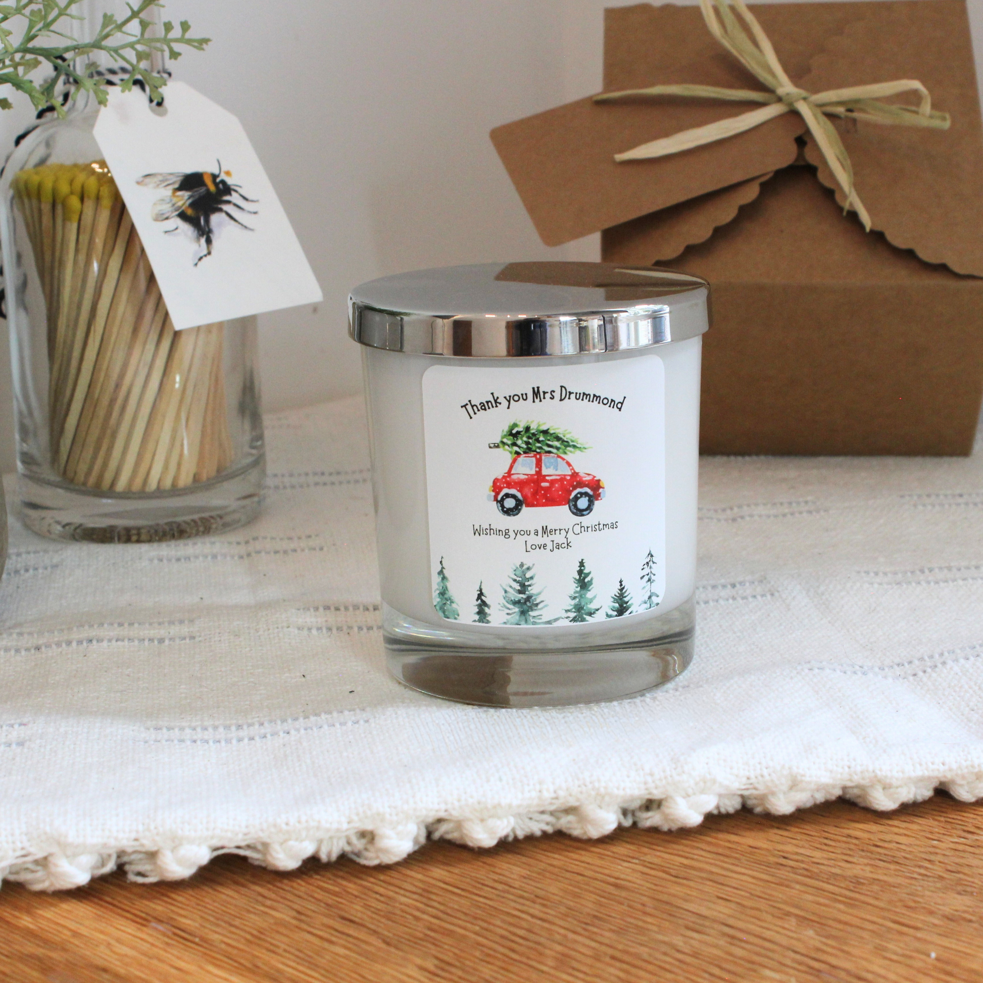 Luxury hand-poured festive candle gift with custom thank you message – Hideaway Home Fragrances