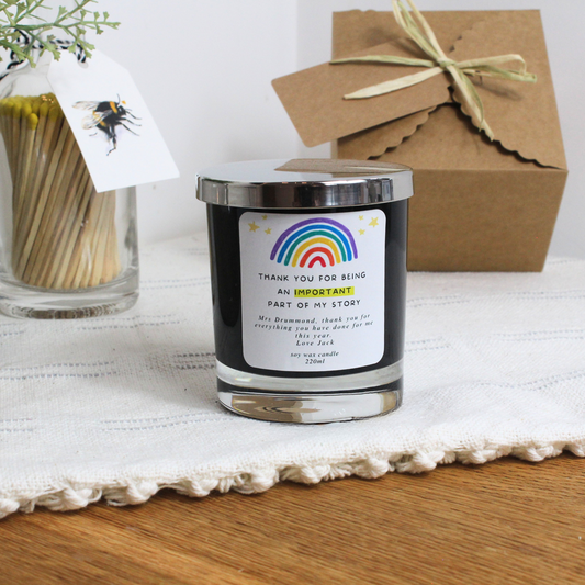 Thank You Teacher Personalised Keepsake Candle – Gift for Teacher by Hideaway Home Fragrances