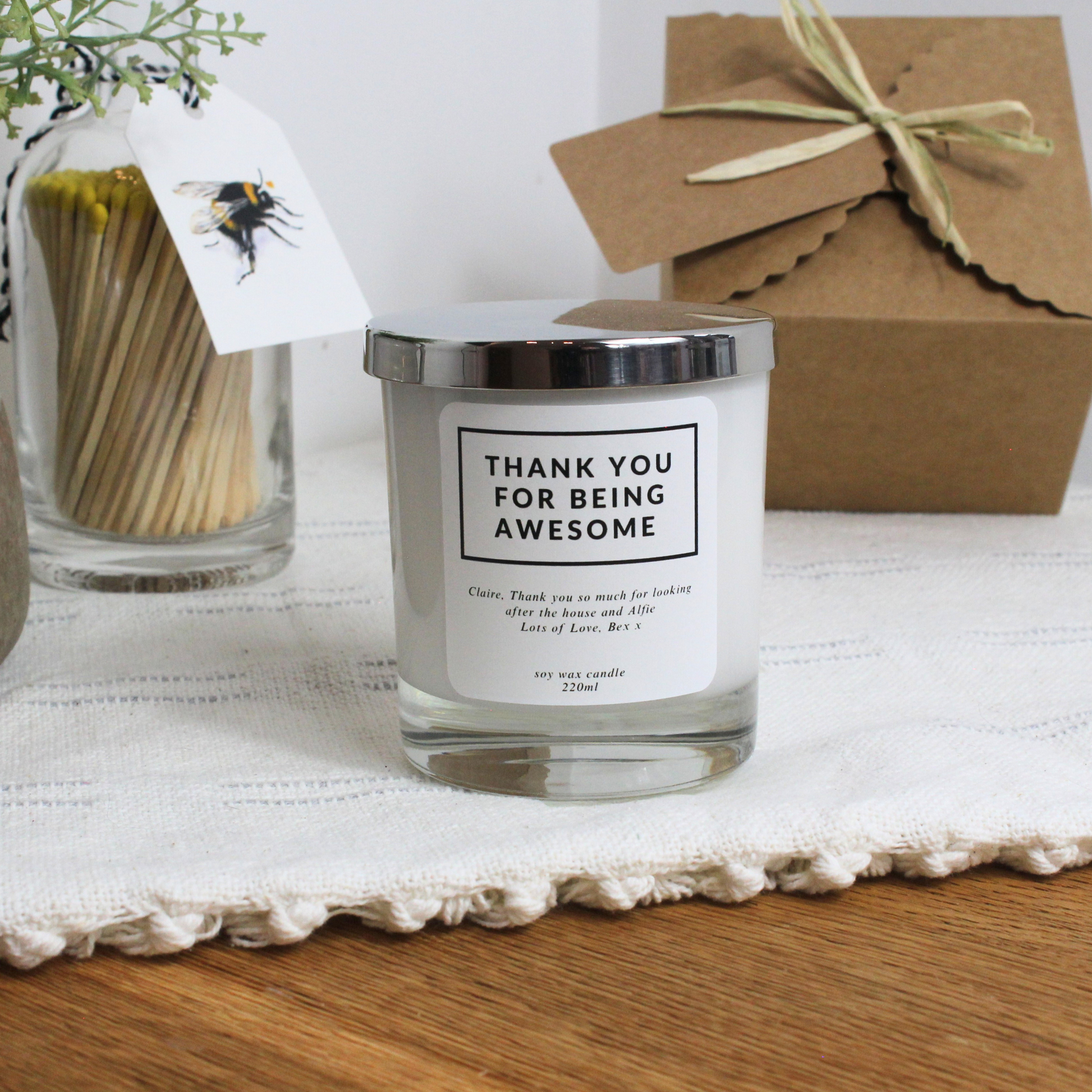 Thank You for Being Awesome Personalised Candle – Appreciation Gift by Hideaway Home Fragrances