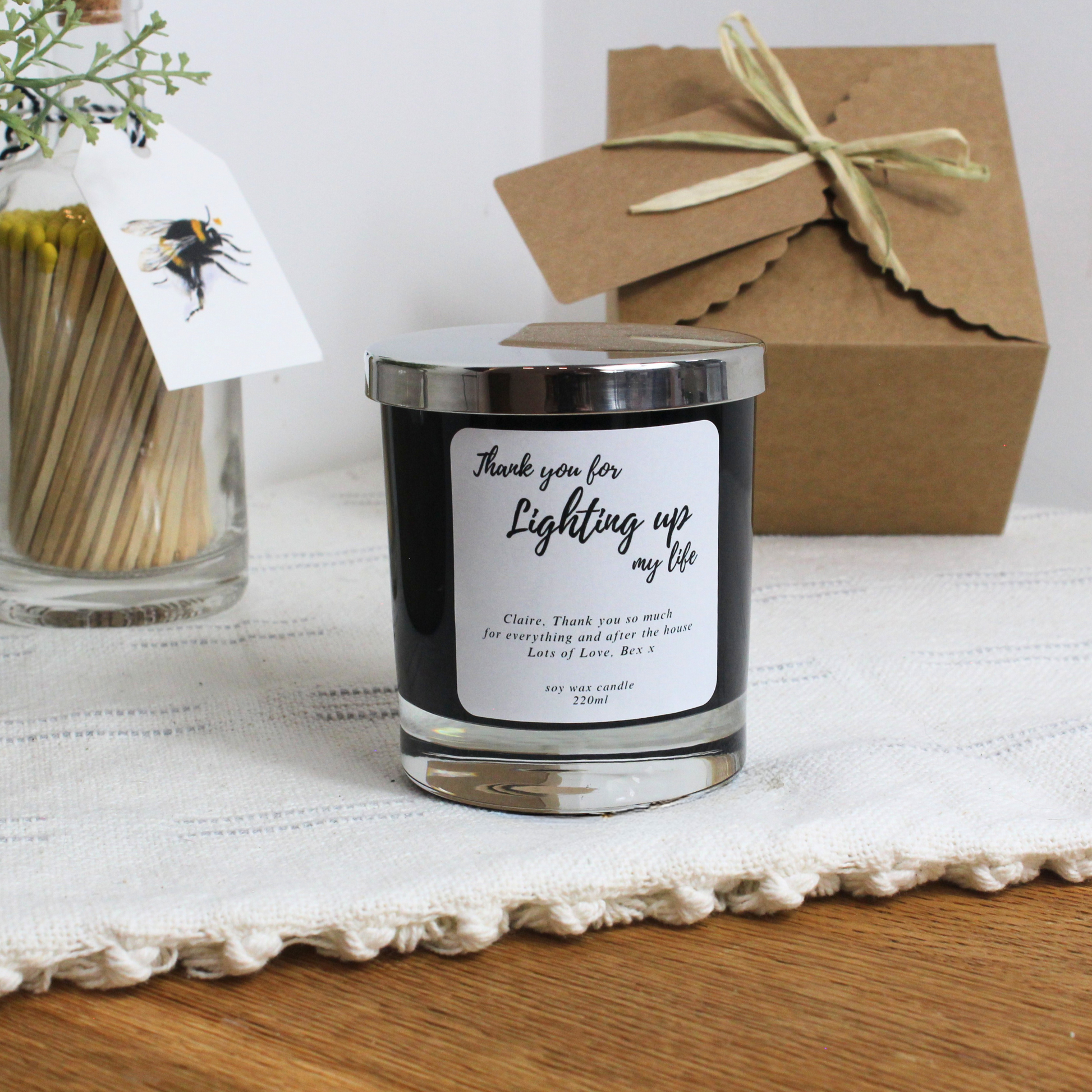 Personalised Thank You Candle to Celebrate Someone Who Brightens Your Day – Hideaway Home Fragrances
