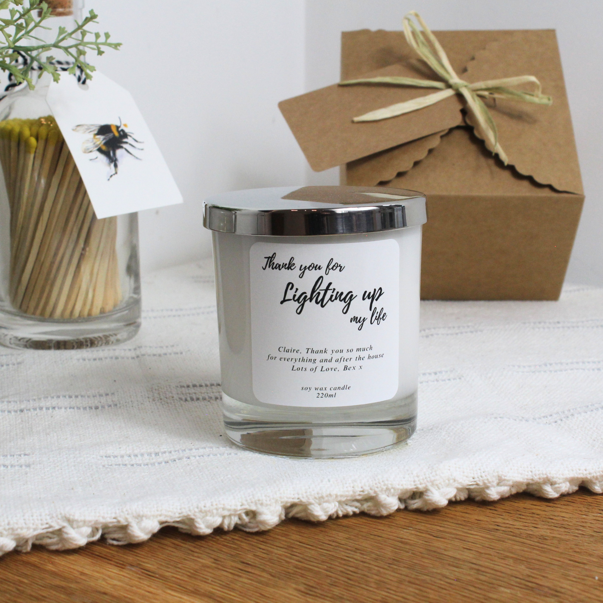 Thank You for Lighting Up My Life Personalised Candle Gift for Someone Special – Hideaway Home Fragrances