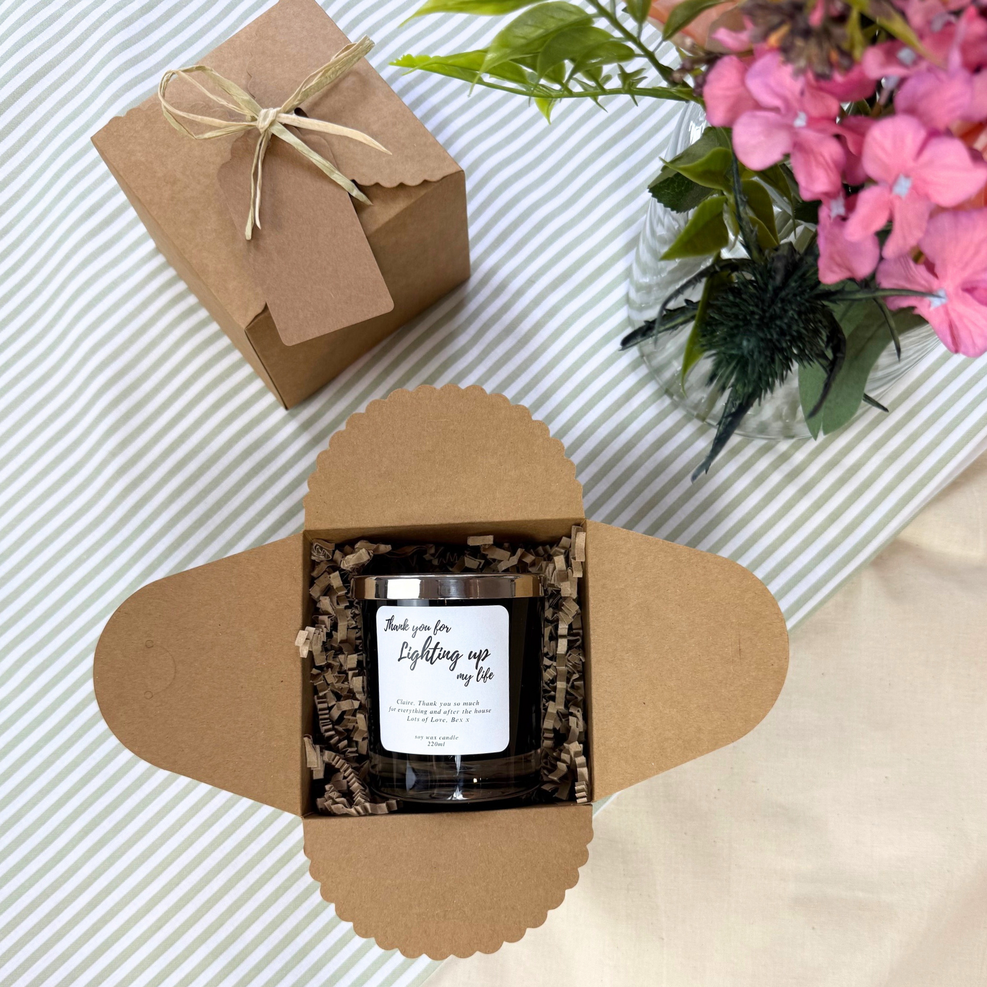 Thoughtful Keepsake Candle – Thank You for Lighting Up My Life Personalised Gift – Hideaway Home Fragrances