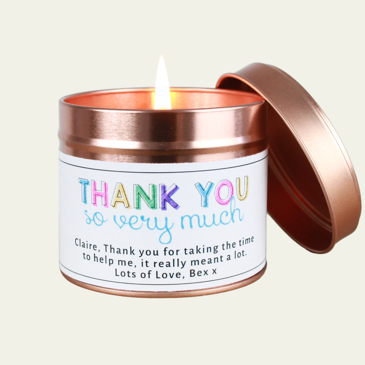 Thank you so much Personalised Candle Gift - Hideaway Home Fragrances