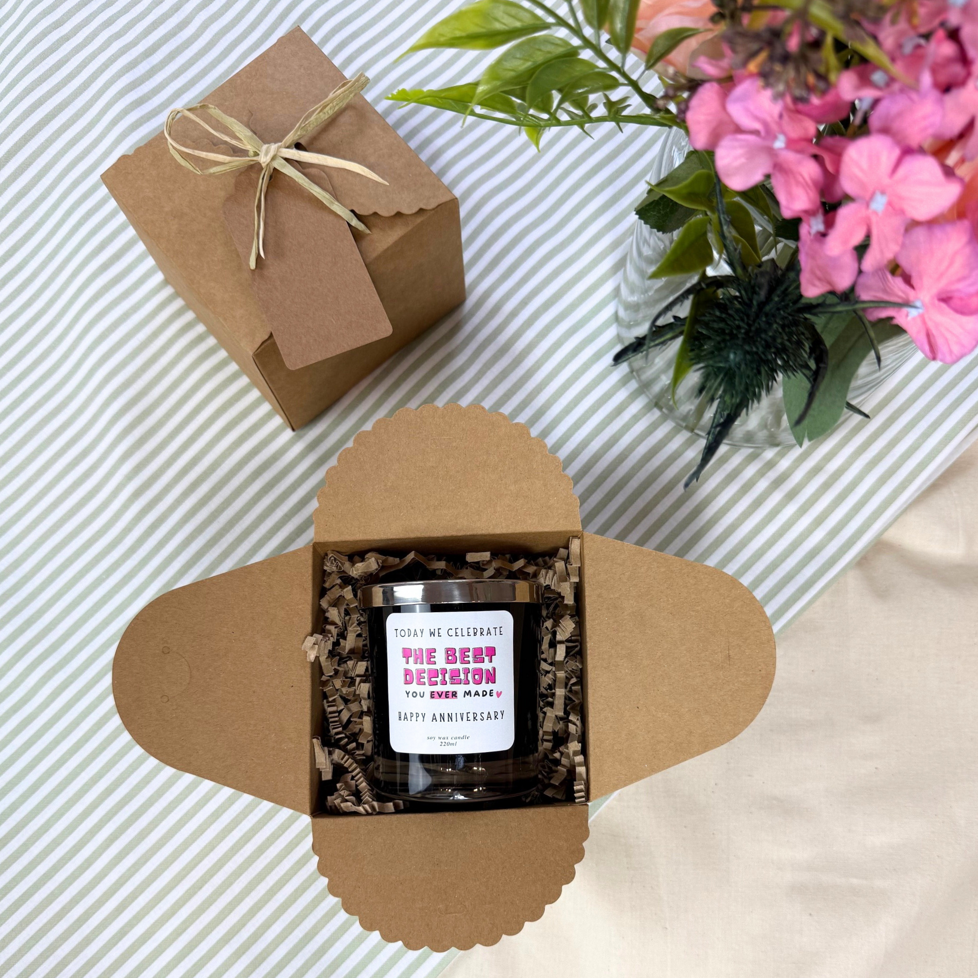 Unique anniversary gift candle with custom message to commemorate your special day – Hideaway Home Fragrances