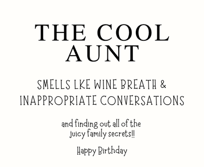 Close up of funny cool aunt luxury reed diffuser birthday gift for her - Hideaway Home Fragrances