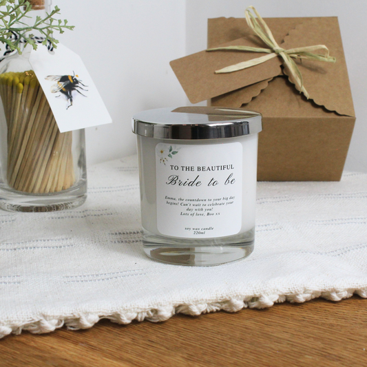 To a Beautiful Bride-to-Be Personalised Candle Wedding Gift – Hideaway Home Fragrances