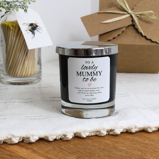 To a Lovely Mummy-to-Be personalised candle with heartfelt message – Hideaway Home Fragrances