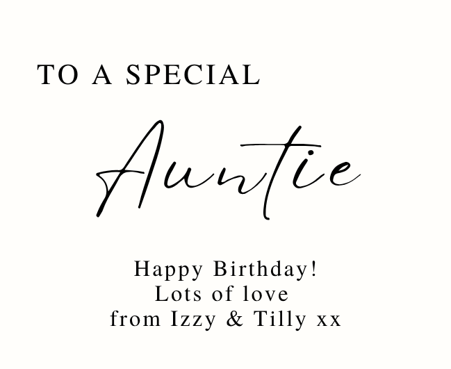 Close up of personalised aunt luxury reed diffuser birthday gift for her - Hideaway Home Fragrances