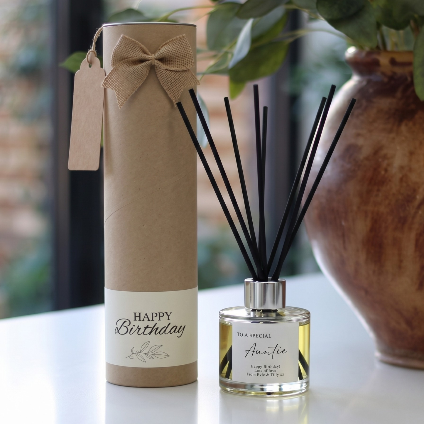 Personalised aunt birthday candle and reed diffuser keepsake gift set ready to give - Hideaway Home Fragrances