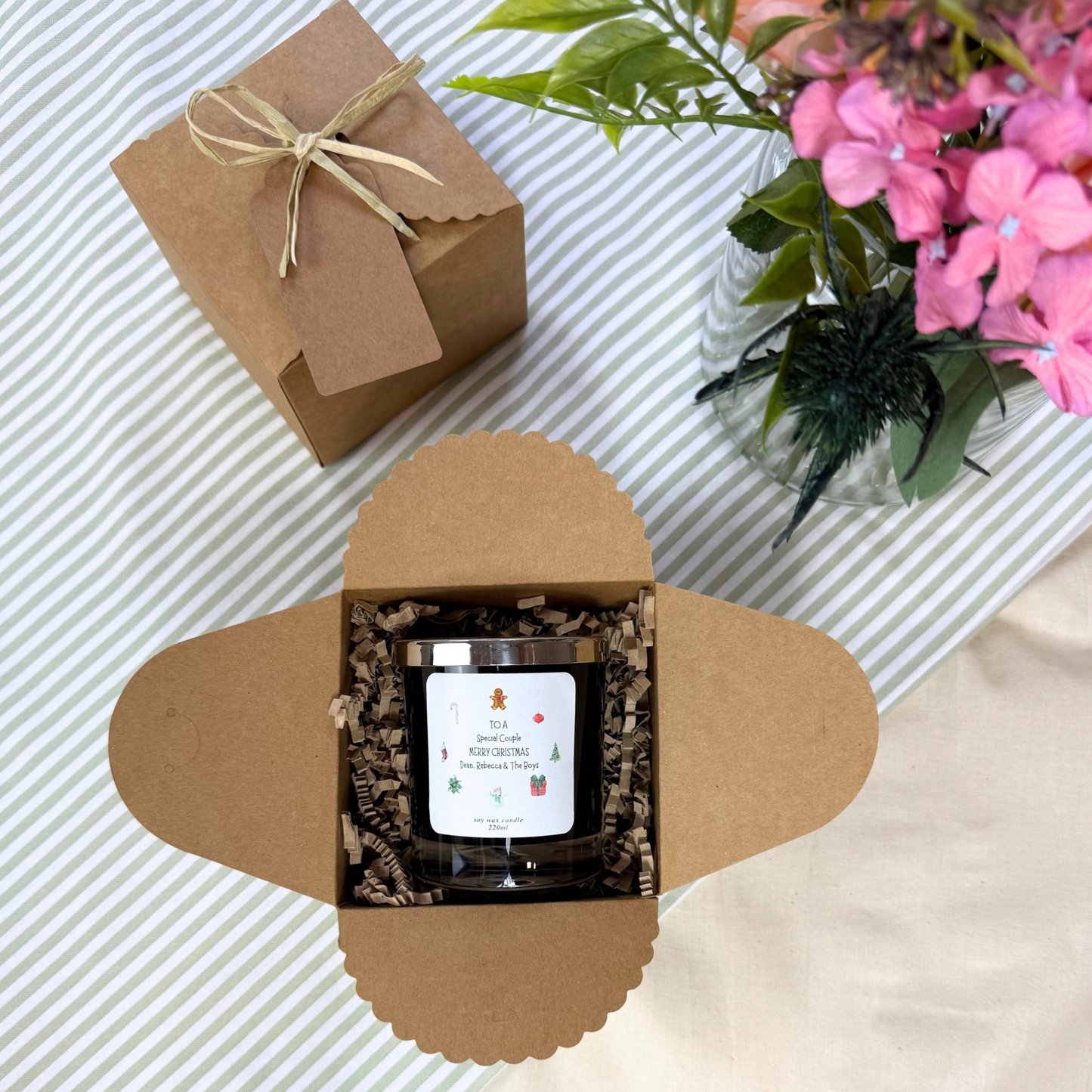 Unique custom Christmas candle gift for couples with heartfelt message – Hideaway Home Fragrances