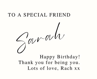 Custom best friend birthday candle gift with personalised special message - Hideaway Home Fragrances