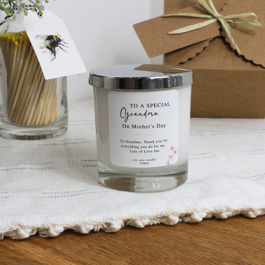 To a Special Grandma personalised Mother’s Day candle gift with heartfelt message – Hideaway Home Fragrances