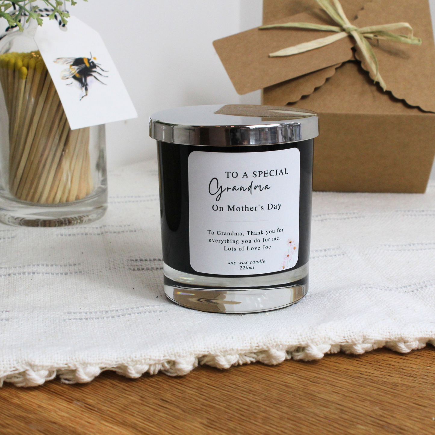 Elegant Mother’s Day personalised candle keepsake to celebrate grandma – Hideaway Home Fragrances