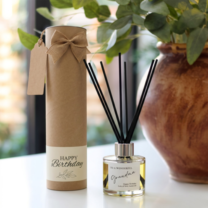 Personalised grandma birthday candle and reed diffuser keepsake gift set ready to give - Hideaway Home Fragrances