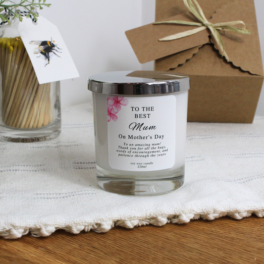 To the Best Mum personalised Mother’s Day candle gift with heartfelt message – Hideaway Home Fragrances