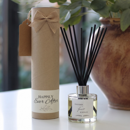 Happy anniversary personalised candle and reed diffuser keepsake gift set ready to give - Hideaway Home Fragrances