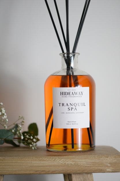 Large Tranquil Spa Reed Diffuser for a relaxing and uplifting atmosphere - Hideaway Home Fragrances