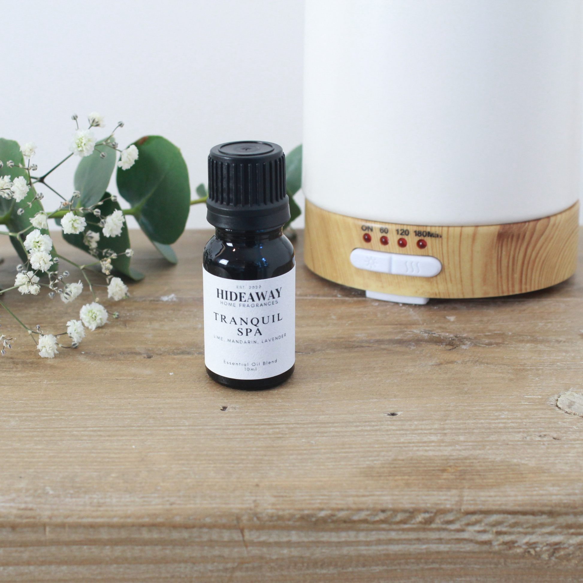 Tranquil Spa Essential Oil Blend 10ml to calm your mind and boost your mood - Hideaway Home Fragrances