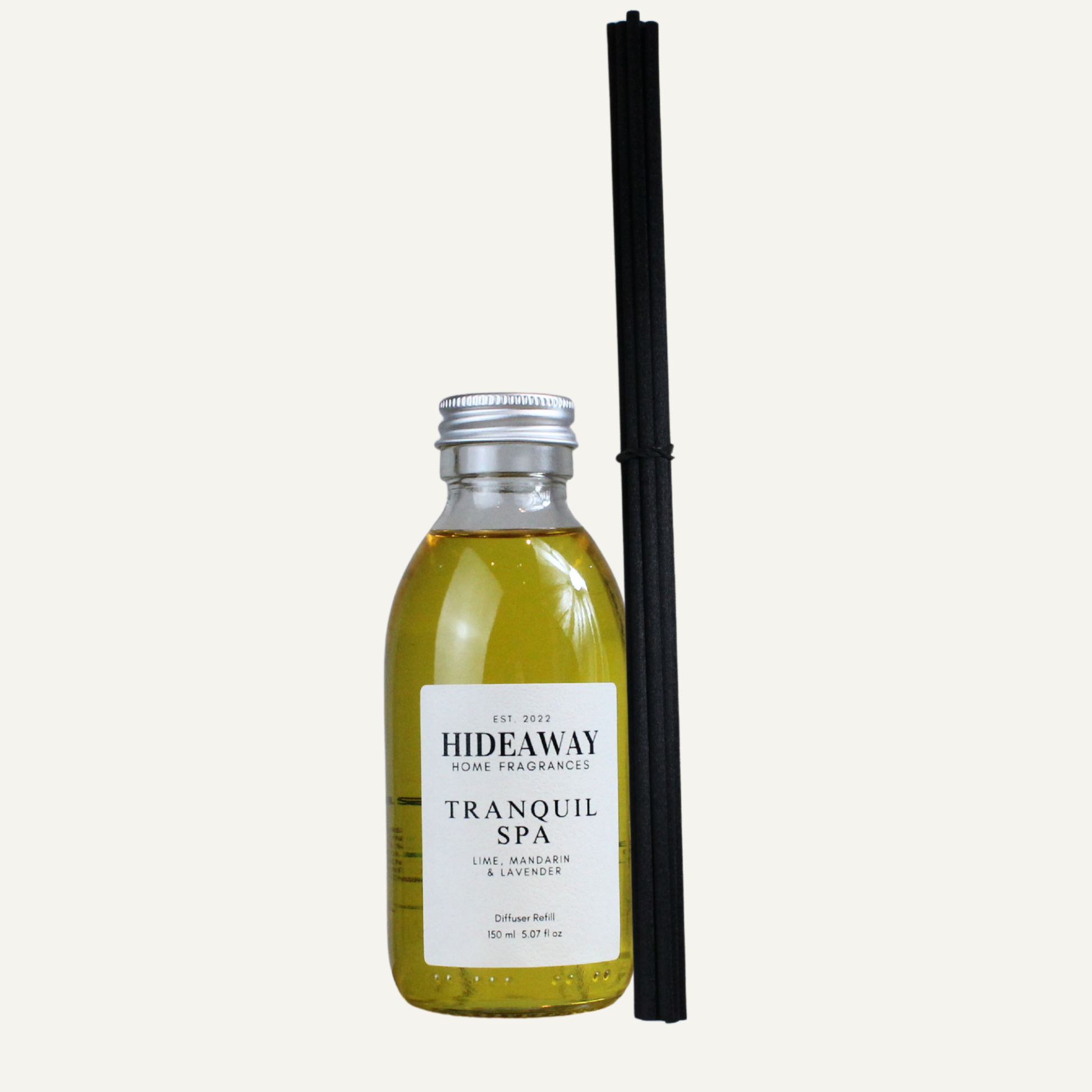 Tranquil Spa Reed Diffuser Refill – Soothing Refreshing Uplifting Home Fragrance with Lavender, Lime, and Mandarin | Hideaway Home Fragrances