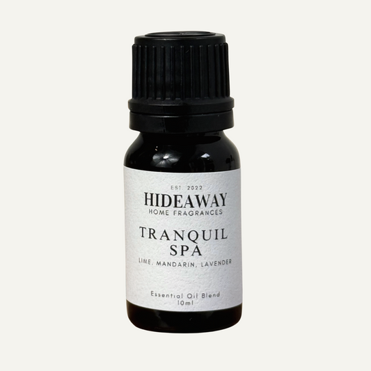 Tranquil Spa Essential Oil with soothing lavender, crisp mandarin, and lime for a refreshing, uplifting, and calming aroma — Hideaway Home Fragrances