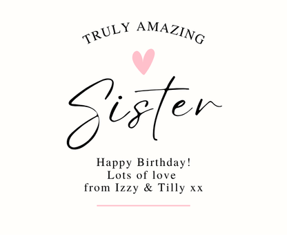 Custom special sister birthday candle gift with personalised milestone message - Hideaway Home Fragrances