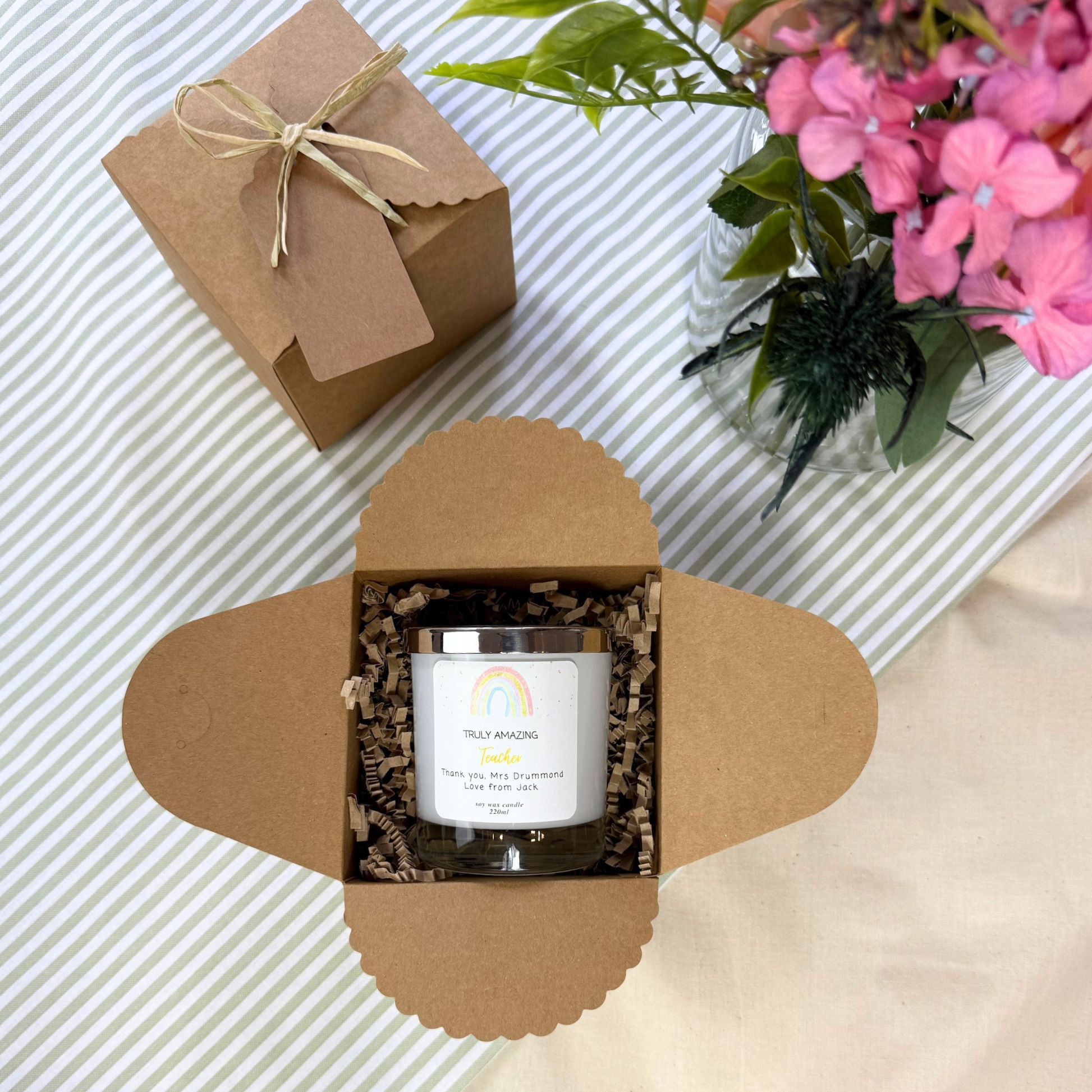 Teacher Thank You Candle – Customisable Keepsake for Amazing Teachers by Hideaway Home Fragrances