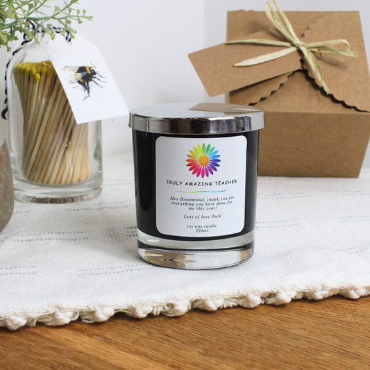 Thank You to an Incredible Teacher Personalised Candle – Appreciation Gift by Hideaway Home Fragrances
