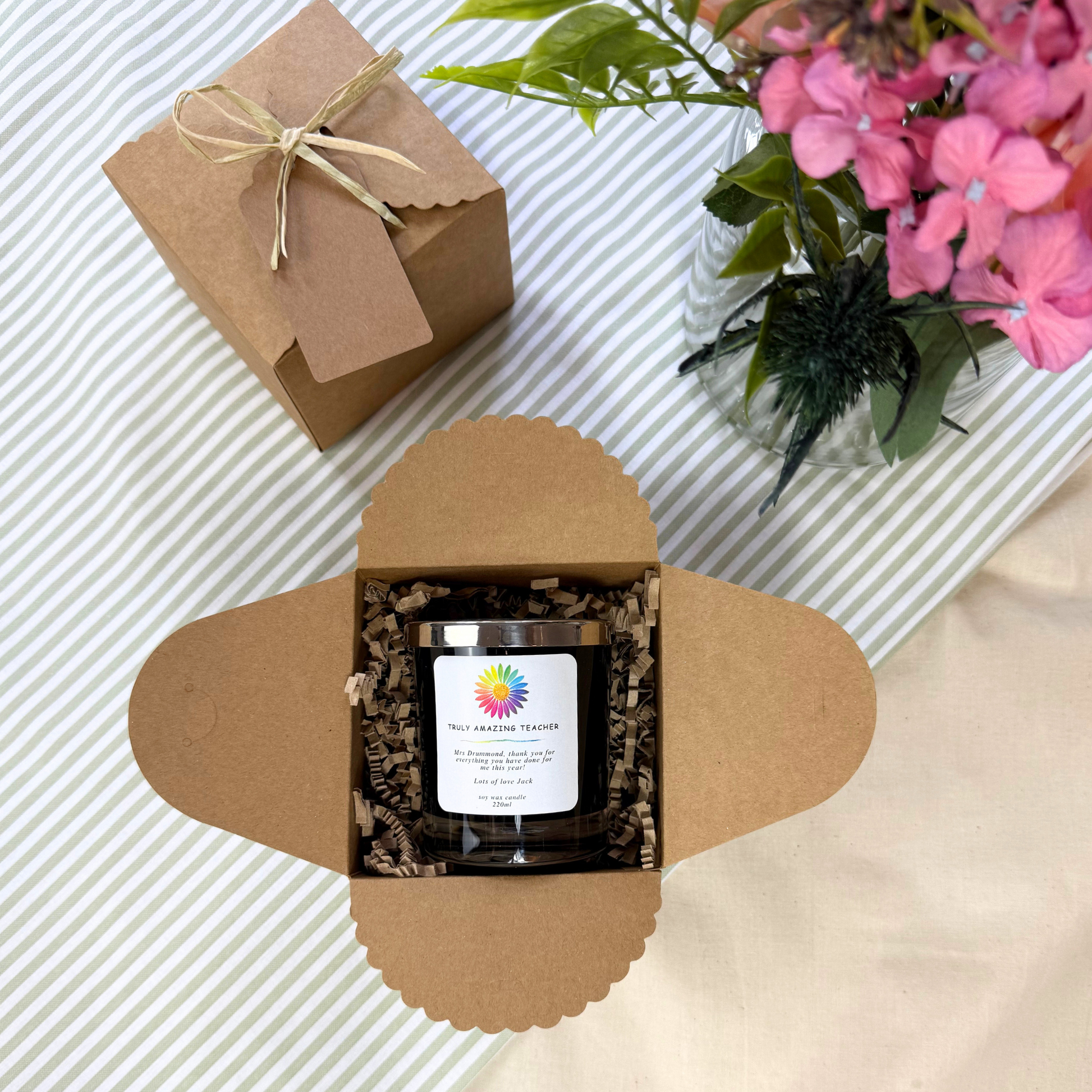 Teacher Appreciation Candle – Custom Message Keepsake for Incredible Teachers by Hideaway Home Fragrances