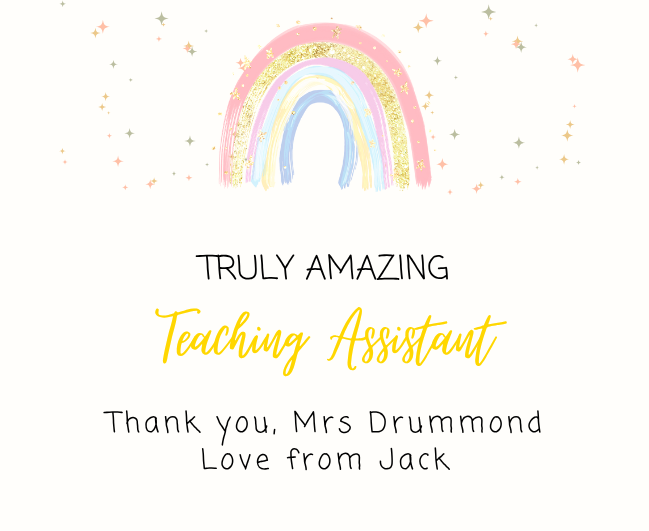 Premium personalized school leaving thank you hamper with a sentimental custom classroom assistant tribute candle and reed diffuser, elegantly boxed by Hideaway Home Fragrances.