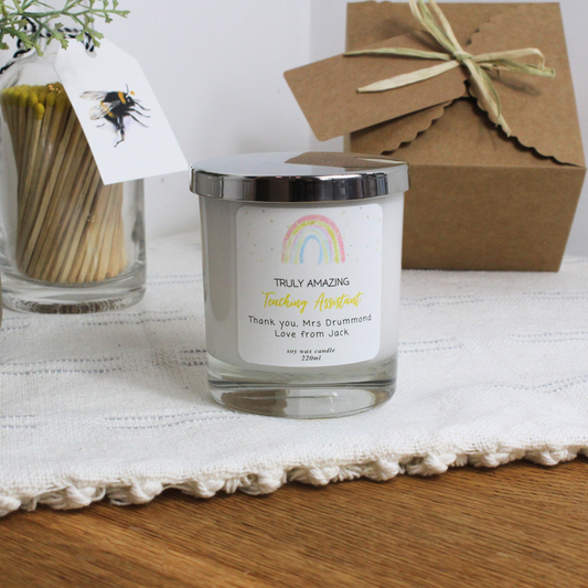 Truly Amazing Teaching Assistant Personalised Candle – Gift for Teaching Assistant by Hideaway Home Fragrances