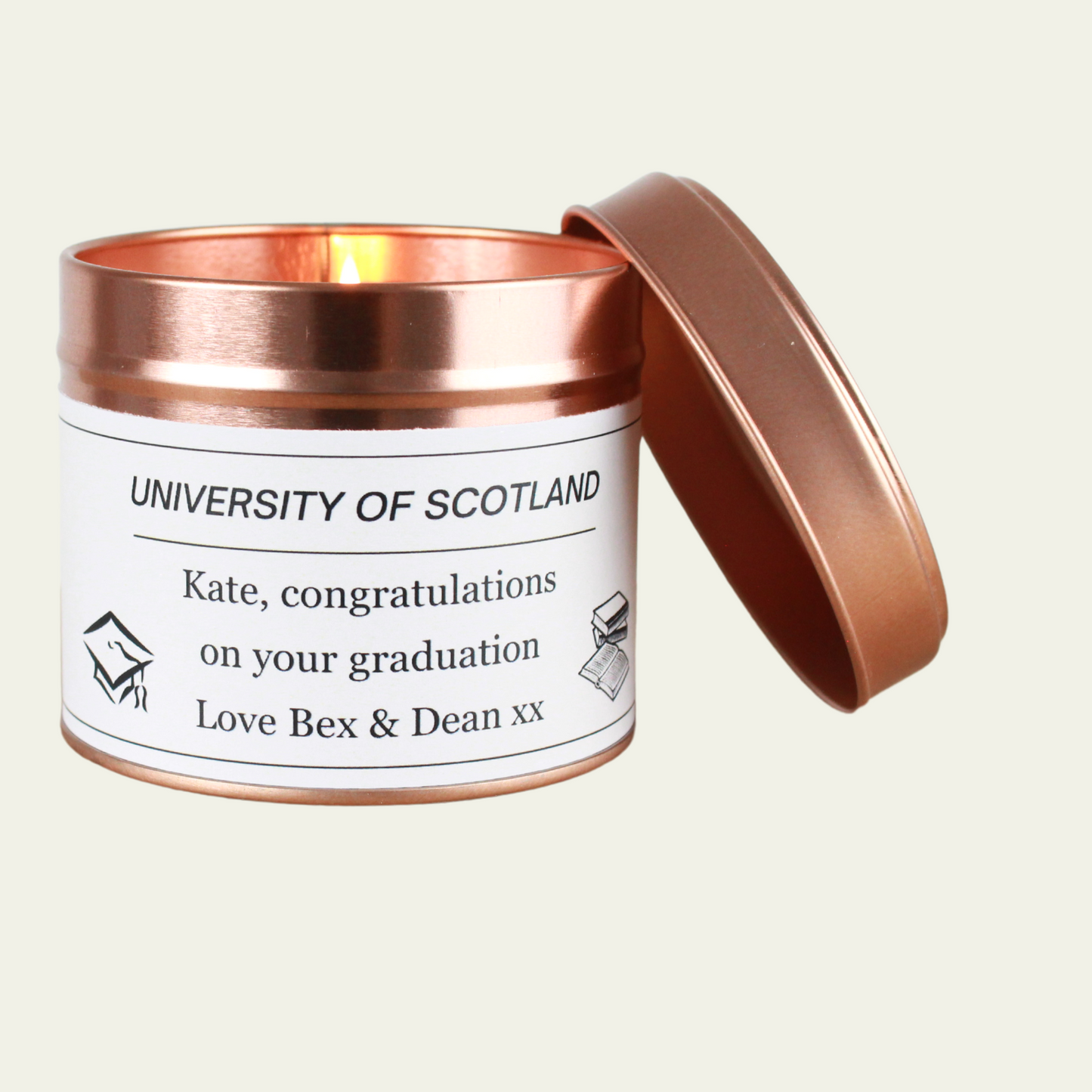 University Graduation Personalised Candle Gift - Hideaway Home Fragrances