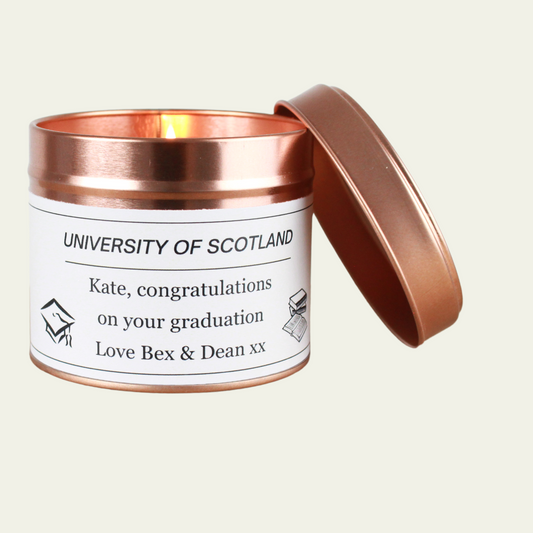 University Graduation Personalised Candle Gift - Hideaway Home Fragrances