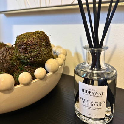 Plum & Wild Rhubarb luxury reed diffuser Uplifting, Energising, Refreshing - Hideaway Home Fragrances