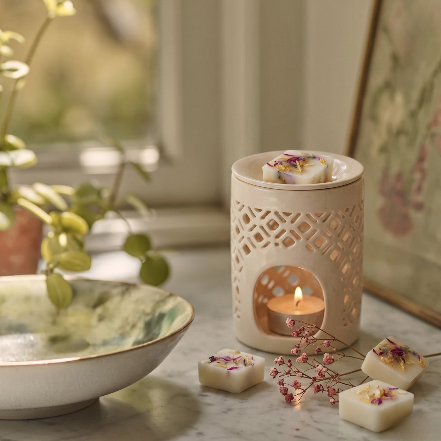 Unwind botanical soy wax melts displayed in eco-friendly packaging - Hideaway Home Fragrances