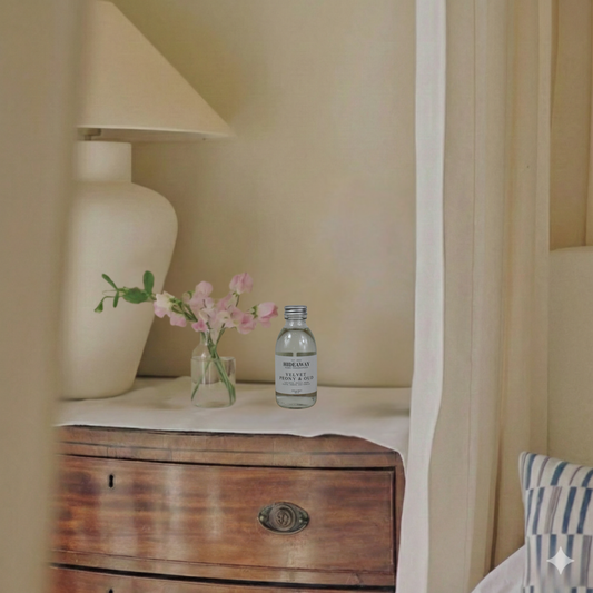 Velvet Peony & Oud reed diffuser refill 150ml, luxurious rose, peony and oud home fragrance