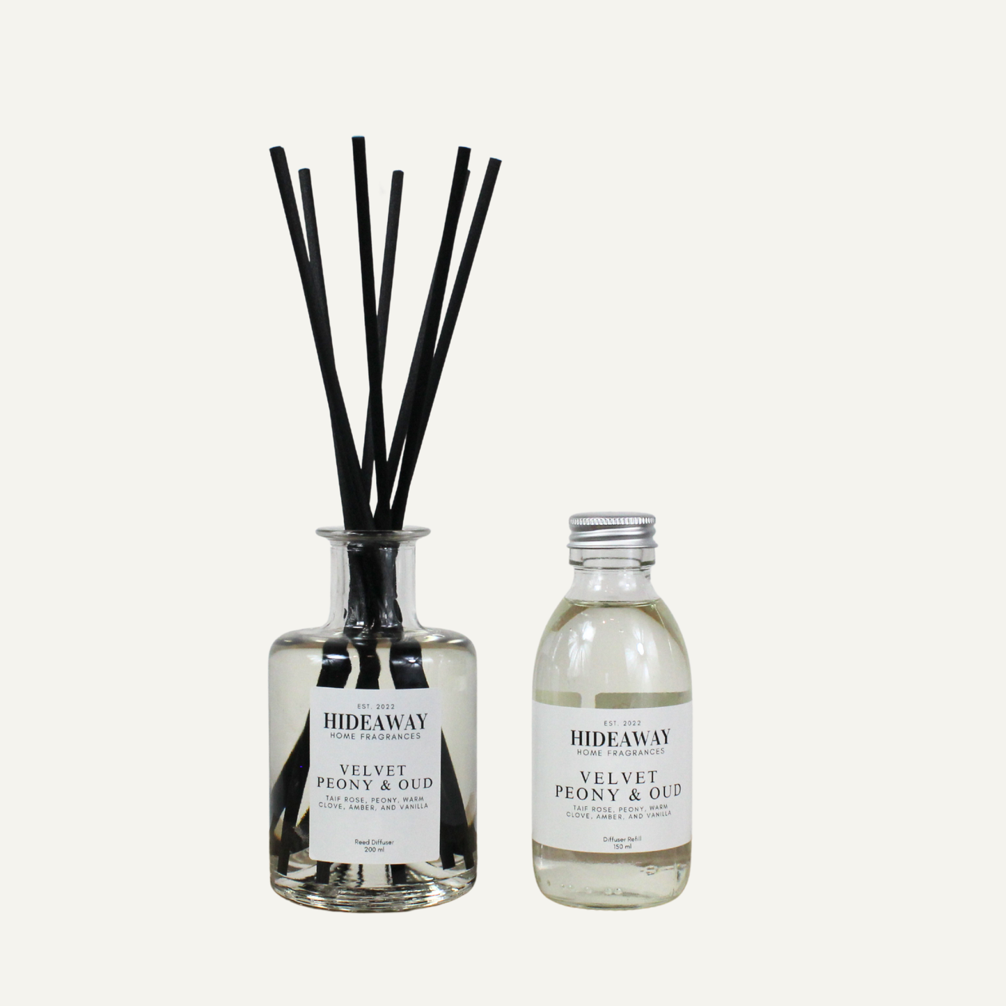 Opulent floral oud reed diffuser 200ml, warm amber, clove and praline aroma for elegant interiors