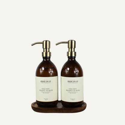 500ml Velvet Peony & Oud hand and body wash with customisable pump