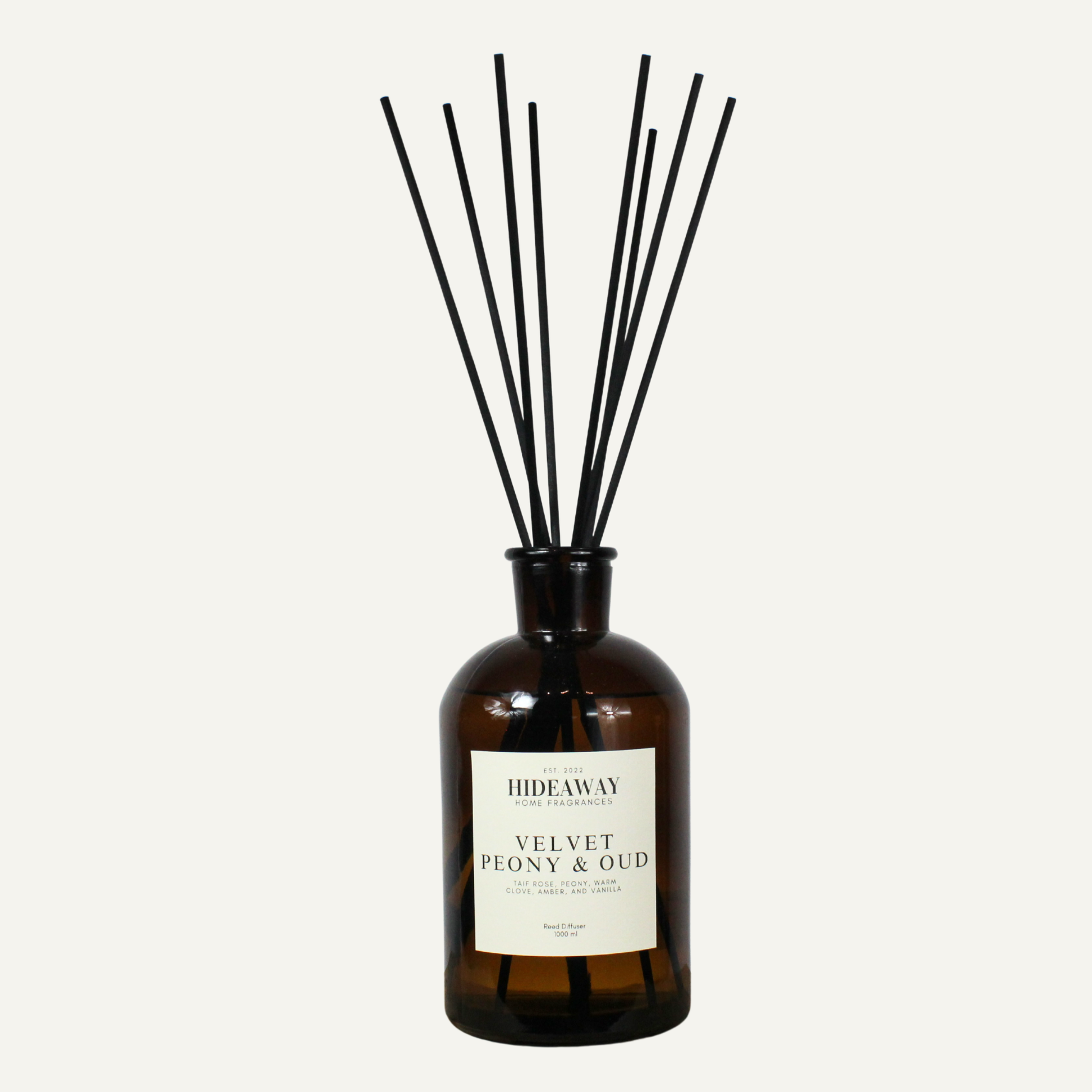 Statement 1000ml reed diffuser with peony rose and oud, long lasting romantic home fragrance