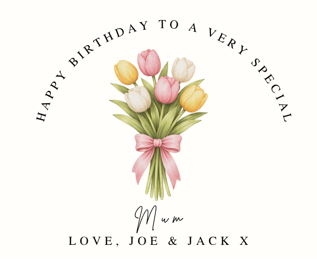 Close up of personalised mum birthday luxury tulip reed diffuser gift for her - Hideaway Home Fragrances